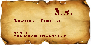 Maczinger Armilla névjegykártya